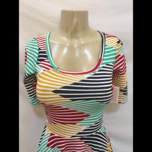 NWT LuLaRoe XXS Nicole Multi-Color Striped Dress - Picture 2 of 8